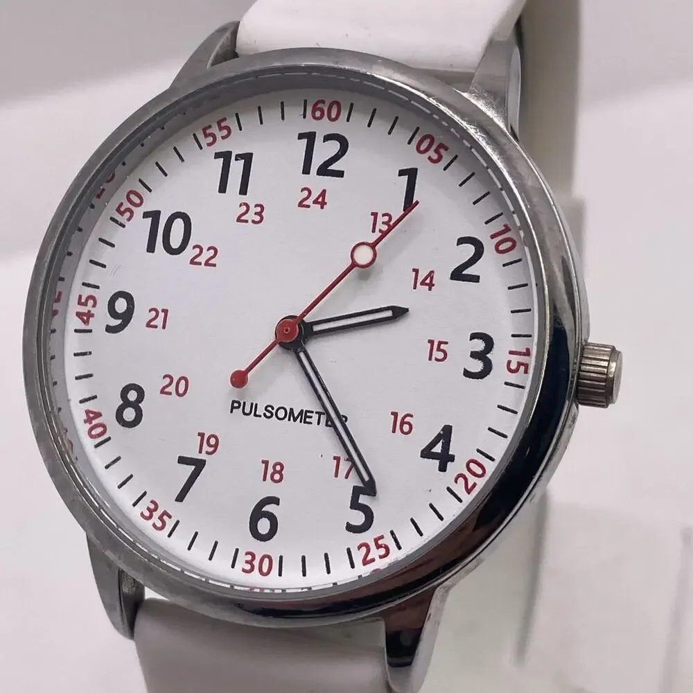 Womens White Rubber Military Time Nurse Watch New Battery